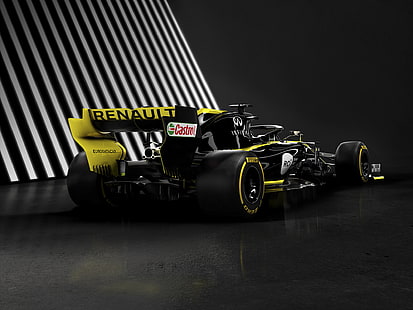 Гонки, F1, Формула 1, Гоночный Автомобиль, Renault, Renault R.S.19, Желтый Автомобиль, HD обои HD wallpaper