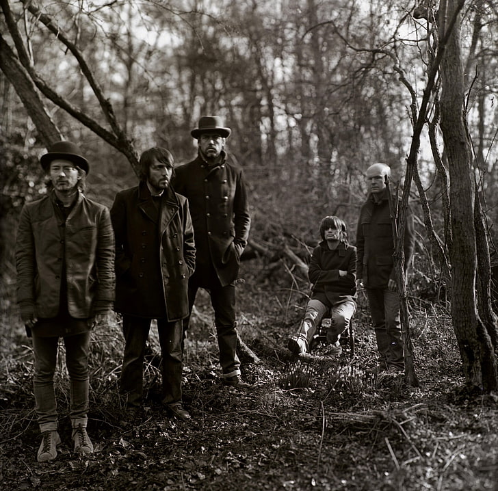jas hitam pria, penyanyi, Radiohead, band, pria di luar ruangan, musisi, Wallpaper HD