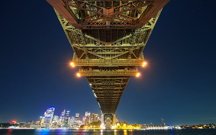 Sydney Bay Bridge, jembatan gantung abu-abu, jembatan, sydney, perjalanan dan dunia, Wallpaper HD