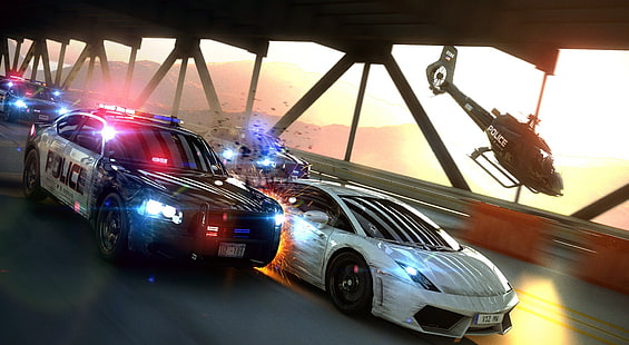 NFS Most Wanted Lamborghini, white coupe, Games, Need For Speed, most wanted chase, HD wallpaper HD wallpaper