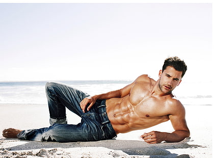 pria, model, tanpa baju, celana jeans, Wallpaper HD HD wallpaper
