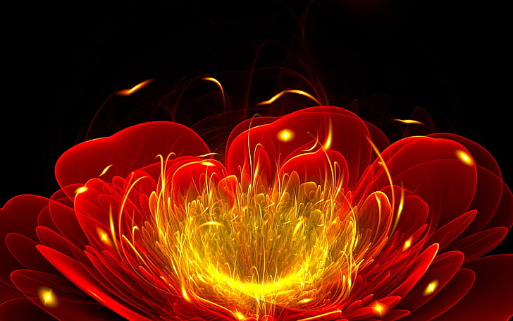 Red Flower Fractal-HD Widescreen Wallpaper, HD wallpaper