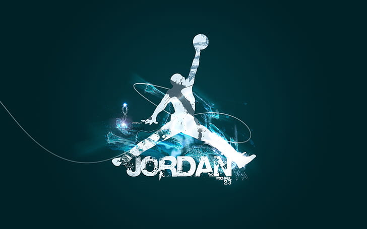 Air Jordan, Cool, Logo, Merek Terkenal, Biru Muda, air, logo, merek terkenal, biru muda, Wallpaper HD