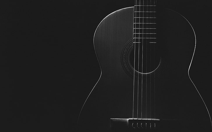 Fondo de pantalla de guitarra clásica negra, música, fondo, guitarra, Fondo de pantalla HD