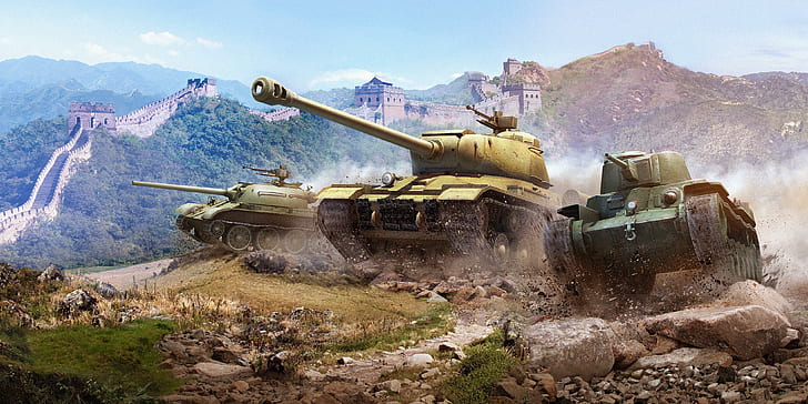 World of Tanks Танкове Китайската стена Китайски танкове Игри Армия, игри, армия, свят на танкове, танкове, Великата китайска стена, танкове от игри, HD тапет