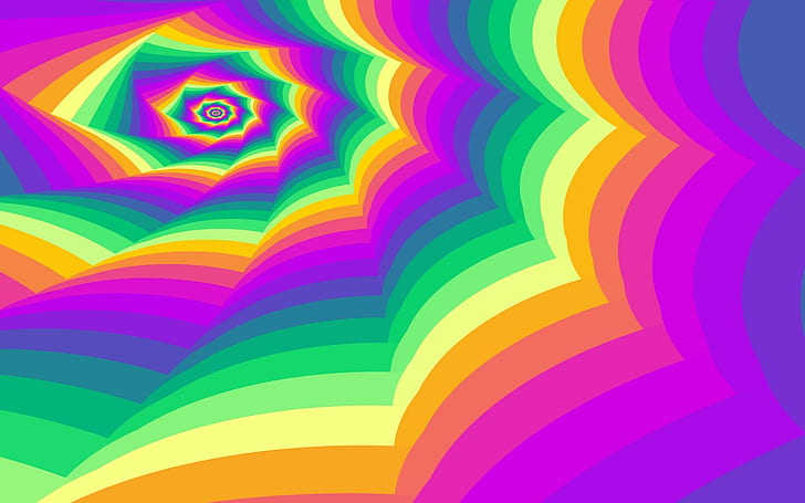 Psychedelic Swirl Colori, giallo, astratto, psichedelico, viola, blu, verde, colori, rosa, arancione, 3d e astratto, Sfondo HD