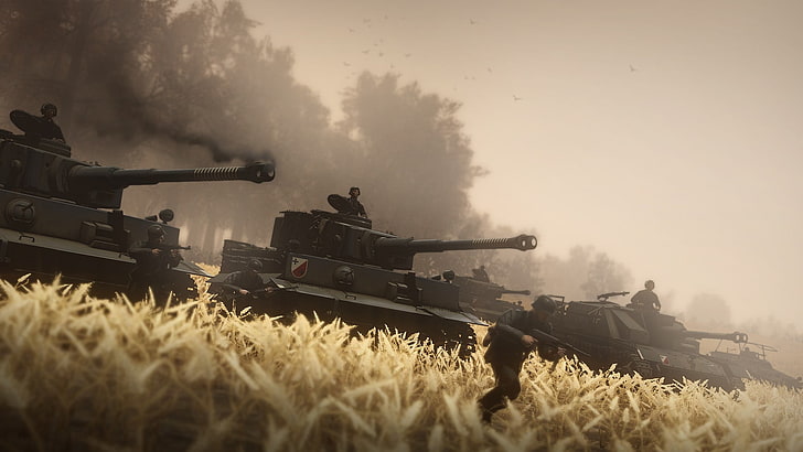 black tanks, video games, Heroes and Generals, tank, soldier, HD wallpaper