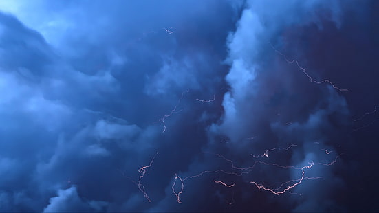 Himmel, Wolke, Kumulus, Donner, Blitz, Sturm, Gewitter, stürmische Wolken, stürmisches Wetter, Dunkelheit, Ruhe, HD-Hintergrundbild HD wallpaper