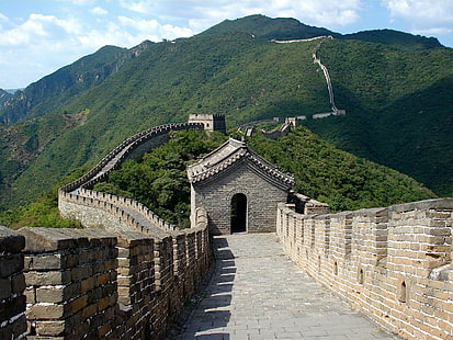 кирпичи, Китай, Великая китайская стена, гора, HD обои HD wallpaper
