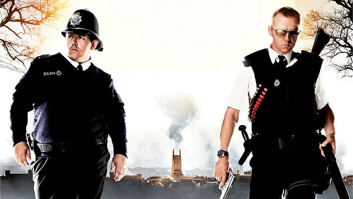 movies hot fuzz simon pegg nick frost blood and ice cream, HD wallpaper