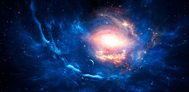 الفضاء ، السديم ، النجوم ، الكون ، ملون ، الكوكب ، الظلام ، الدوامة ، الأقمار الصناعية، خلفية HD HD wallpaper