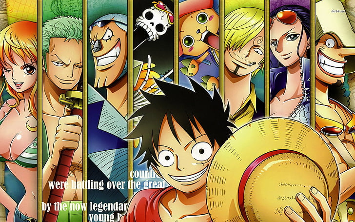 Anime, One Piece, Brook (One Piece), Franky (One Piece), Singe D. Luffy, Nami (One Piece), Nico Robin, Sanji (One Piece), Tony Tony Chopper, Usopp (One Piece), Zoro Roronoa, Fond d'écran HD