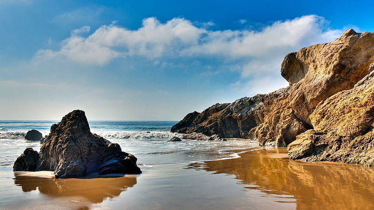 Nature Beach Rocks HD, 1920 x 1080, skały plażowe, skały, Tapety HD