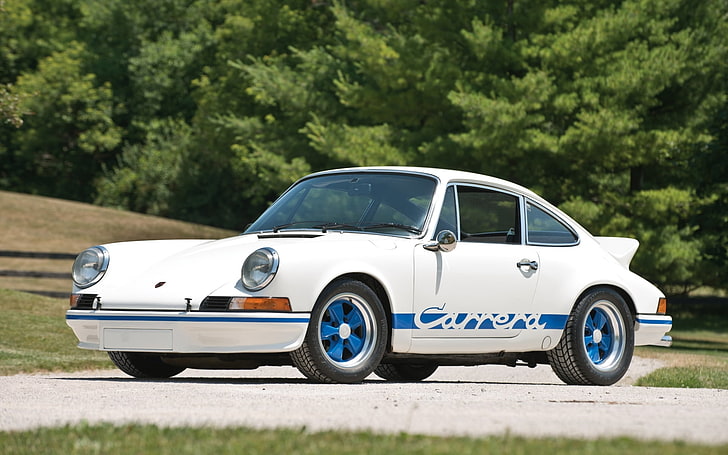 cupê branco, branco, supercarro, Porsche, Porsche 911, Cupê, Carrera, 1972, Carerra, cupê. a frente, HD papel de parede