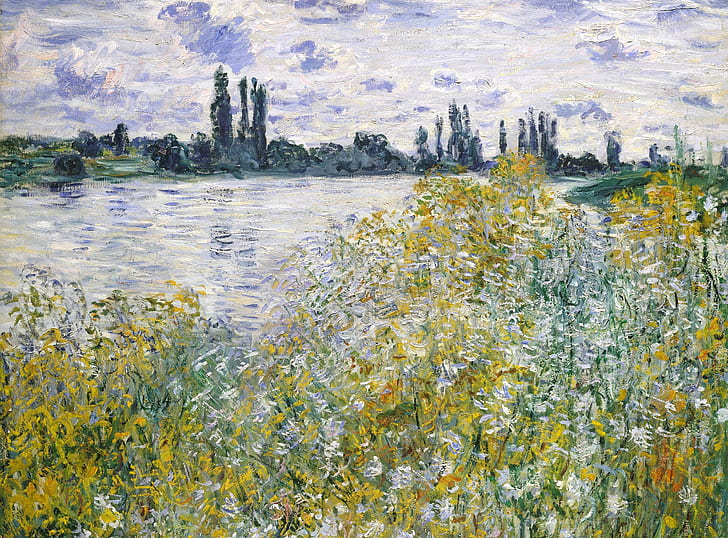 landscape, picture, Claude Monet, Island of Flowers on the Seine near Vetea, HD wallpaper