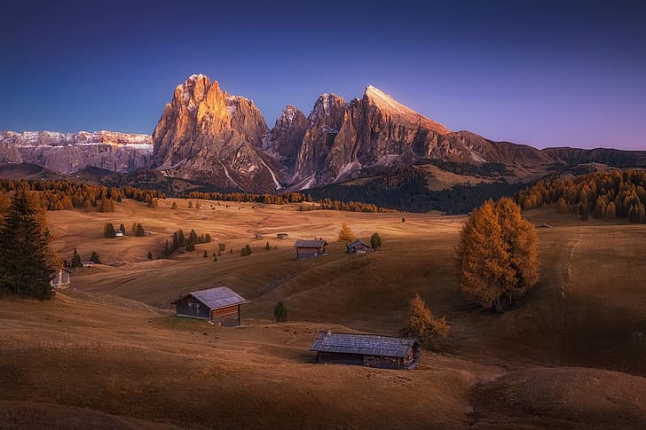 Włochy, jesień, Dolomity, Alpe di Siusi, Tapety HD