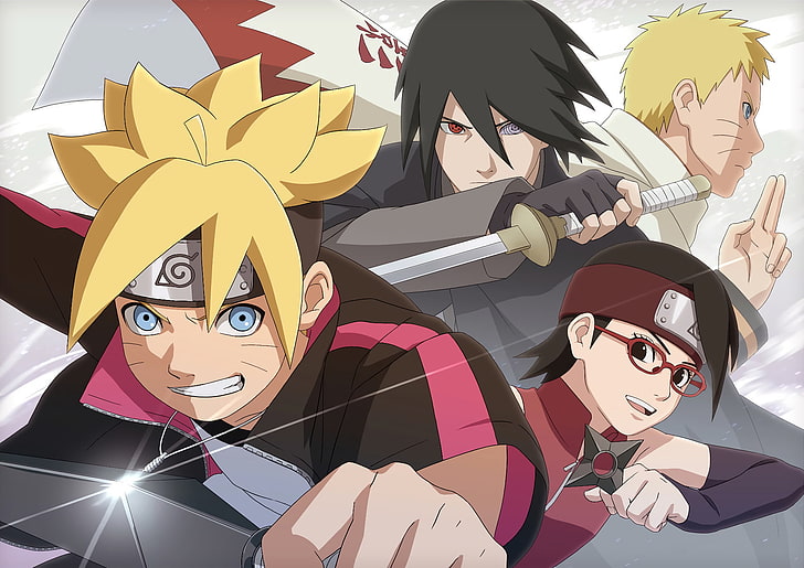 Anime, Boruto, Boruto Uzumaki, Naruto Uzumaki, Sarada Uchiha, Sasuke Uchiha, HD-Hintergrundbild
