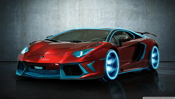 Lamborghini Aventador, Supercar, Cool, Red Car, lamborghini aventador rouge et bleu, lamborghini aventador, supercar, cool, voiture rouge, Fond d'écran HD