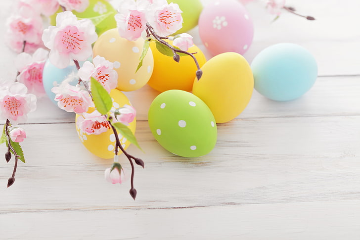 Easter, flowers, spring, eggs, HD wallpaper