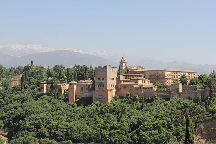 alhambra, granada, nature, spain, summer, HD wallpaper