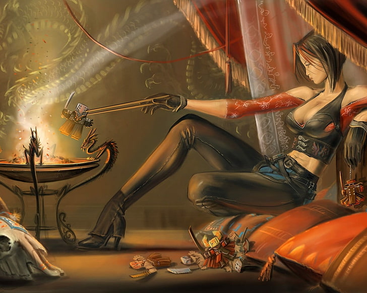 wanita, api, voodoo, Wallpaper HD