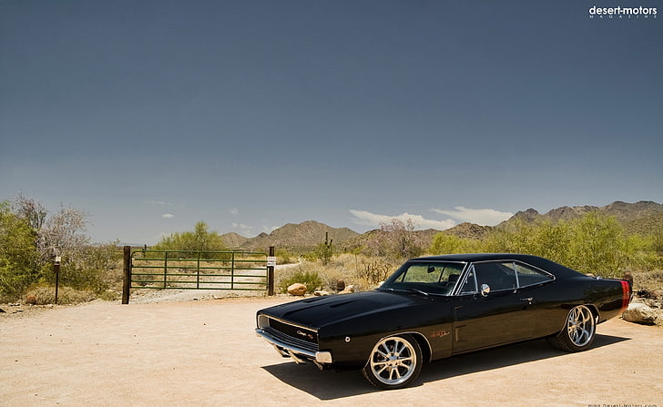 1968 Dodge Charger, classic black coupe, Motors, Classic Cars, car, classic car, 1968, dodge, charger, black, วอลล์เปเปอร์ HD
