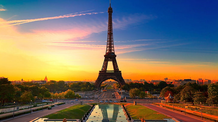Париж, кула, Айфел, Франция, архитектура, Европа, туризъм, паметник, известен, френски, пътуване, град, забележителност, небе, турист, HD тапет