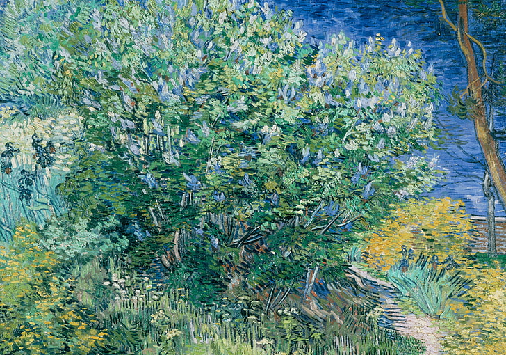 landskap, bild, Vincent Willem van Gogh, Vincent van Gogh, The Lilac Bush, HD tapet