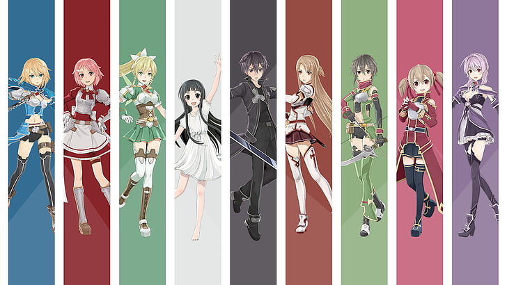 Sword Art Online, Asuna Yuuki, Kirito (Sword Art Online), Leafa (Sword Art Online), Lisbeth (Sword Art Online), Silica (Sword Art Online), Strea (Sword Art Online), Yui (Sword Art Online), Fond d'écran HD