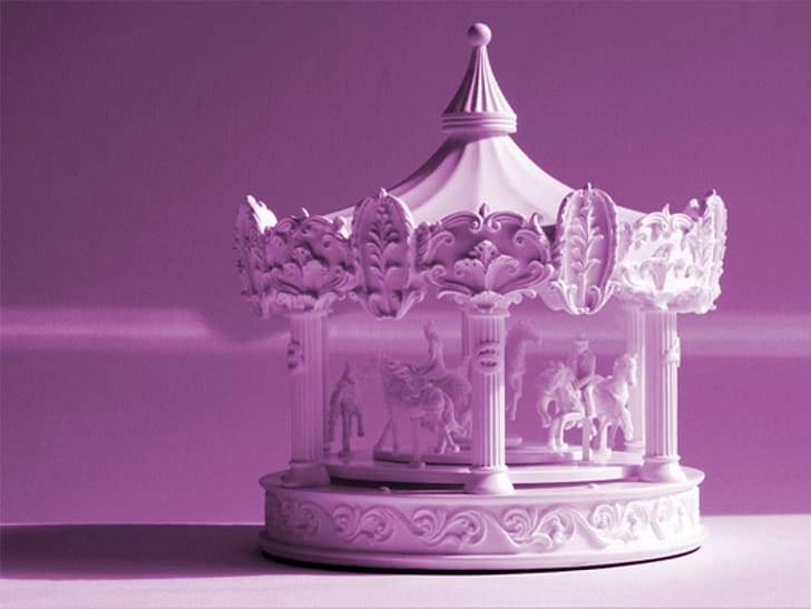 Music Box Daydream, purple, carousel, music-box, fantasy-world, musical-box, daydream, HD wallpaper