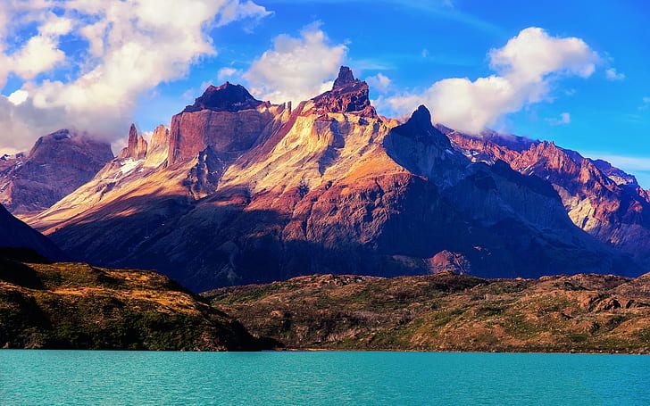 南アメリカ、チリ、国立公園トーレスデルパイネ、山、湖、南、アメリカ、チリ、国立、公園、トーレス、デル、パイネ、山、湖、 HDデスクトップの壁紙