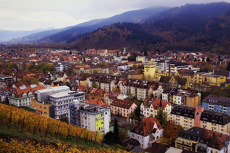 الخريف ، الغابة ، الطبيعة ، المدينة ، التلال ، البناية ، المنزل ، ألمانيا ، بانوراما ، بادن فورتمبيرغ ، بادن فورتمبيرغ ، Freiburg im Breisgau ، Freiburg، خلفية HD HD wallpaper