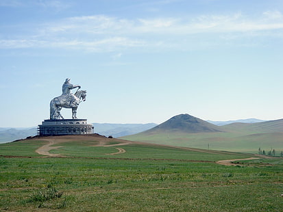 Hecho por el hombre, estatua ecuestre de Genghis Khan, Fondo de pantalla HD HD wallpaper