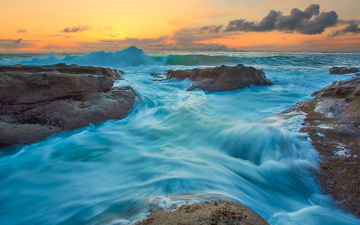 Tide and Waves, waves, tide, HD wallpaper