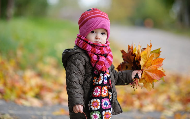 Сладко бебе през есента, сладко, бебе, есен, HD тапет