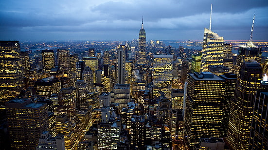 أفق المدينة، ليل at، cityscape، المدينة، الأضواء، البناية، مدينة نيويورك، خلفية HD HD wallpaper