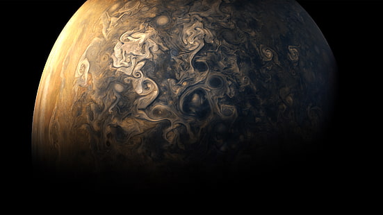 木星、大気、惑星、黒背景、太陽系、 HDデスクトップの壁紙 HD wallpaper