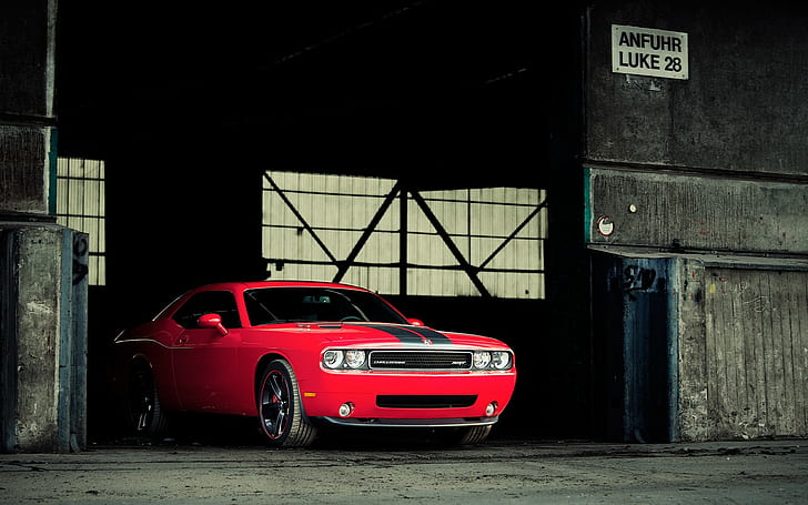 Dodge Challenger HD, garis merah hitam penantang srt penantang, mobil, dodge, penantang, Wallpaper HD