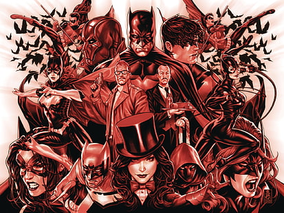  Comics, DC Comics, Batgirl, Batman, Catwoman, Red Hood, Robin (DC Comics), Zatanna, HD wallpaper HD wallpaper