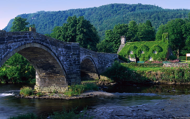 Puente de arco en Gales, puente, Gales, Fondo de pantalla HD