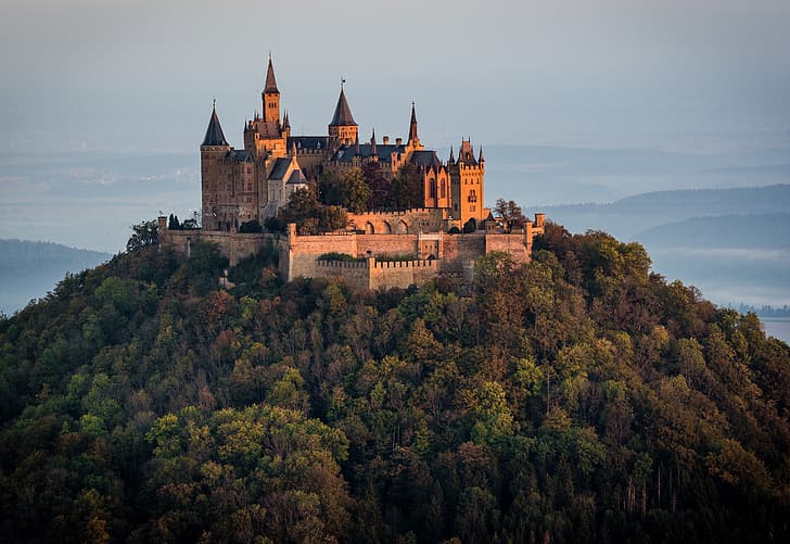 Landschaft, Natur, Burg, Berg, Deutschland, Wald, Hohenzollern, Türmchen, HD-Hintergrundbild