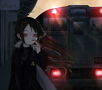 Anime Girls, lange Haare, Zigaretten, Rauchen, Rauchen, HD-Hintergrundbild HD wallpaper