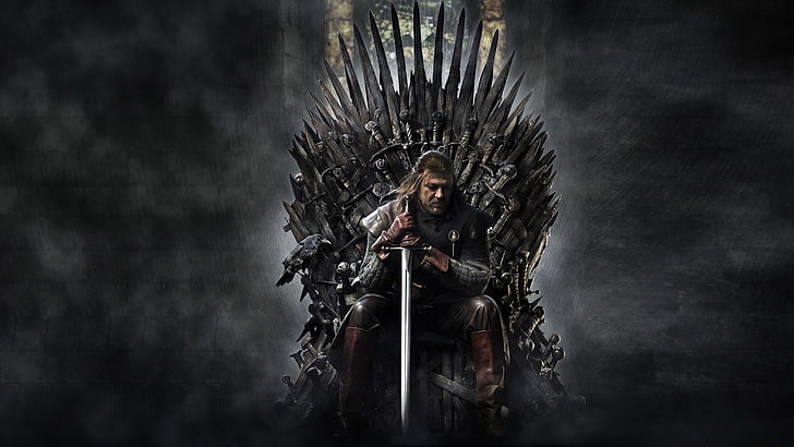 Game of Thrones Eddard Stark, Sean Bean, Eisenthron, Schwert, Game of Thrones, HD-Hintergrundbild