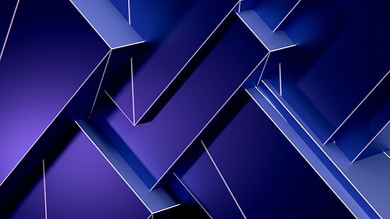 3d, синий, цифровое искусство, фиолетовый, геометрия, линия, паттерн, абстрактное искусство, угол, графика, HD обои HD wallpaper