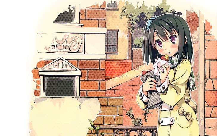 Kantoku, anime girls, Shizuku (Kantoku), pastries, HD wallpaper