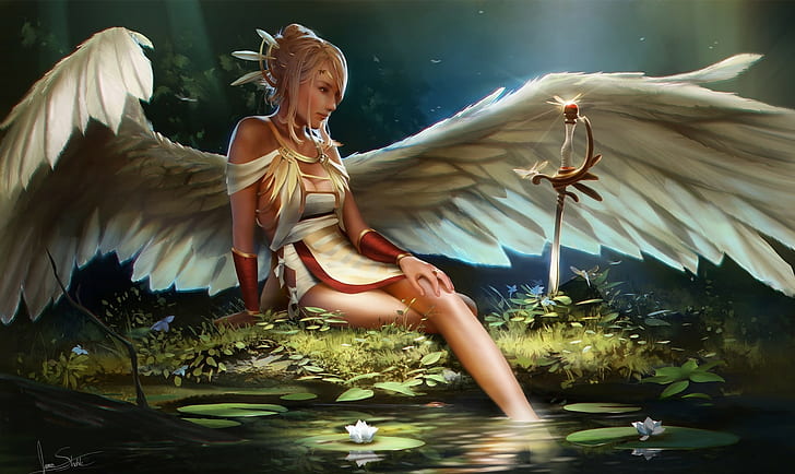 Angel, Fantasy Art, Artwork, angel, fantasy art, artwork, Fondo de pantalla HD