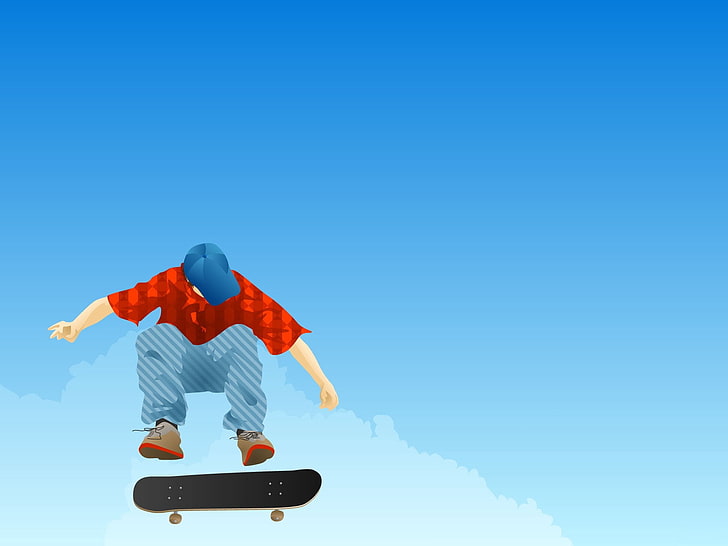 boy, skateboard, jump, cap, clothing, HD wallpaper