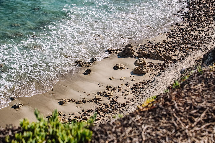 rocas grises, naturaleza, agua, playa, Fondo de pantalla HD