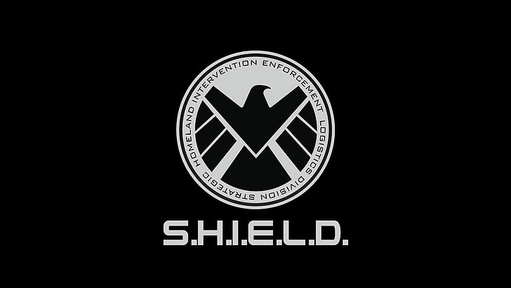 S.H.I.E.L.D.логотип, S.H.I.E.L.D., Marvel Comics, комиксы, простой фон, HD обои