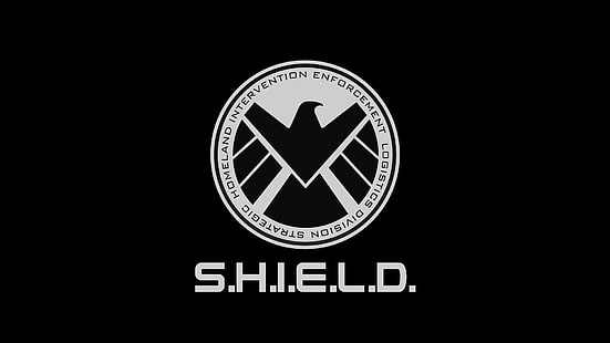 PROTEGER.logotipo, S.H.I.E.L.D., Marvel Comics, cómics, fondo simple, Fondo de pantalla HD HD wallpaper